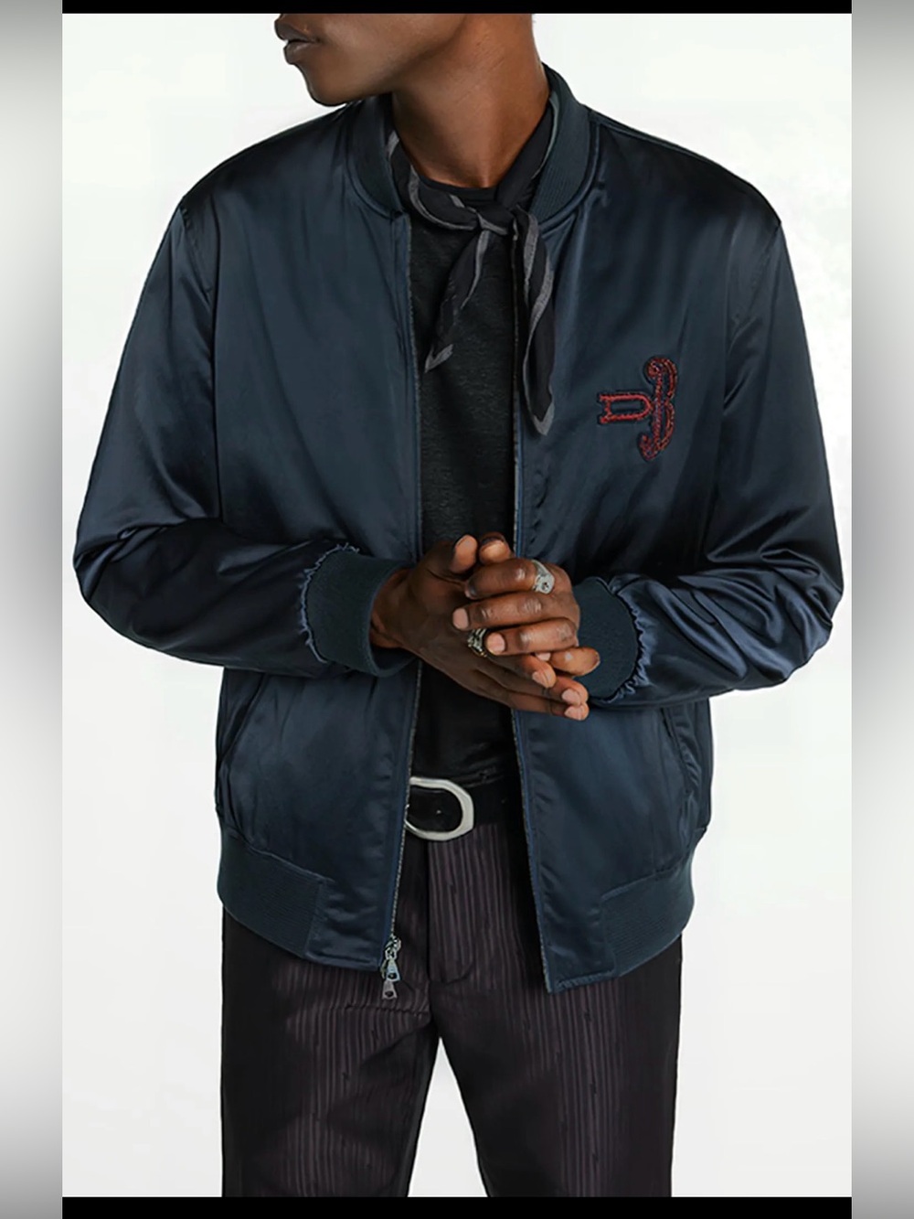 John Varvatos David Bowie Bomber Jacket 
color blue Size medium-large